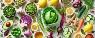 Les aliments détox par excellence : image, photos de différents sortes d' aliments, pomme, betterave, ails, citron, gingembre, concombre…