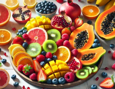 Fruits pour renforcer le système immunitaire : image, photo représentant un plateau coloré de fruits frais.