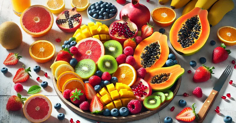 Fruits pour renforcer le système immunitaire : image, photo représentant un plateau coloré de fruits frais.